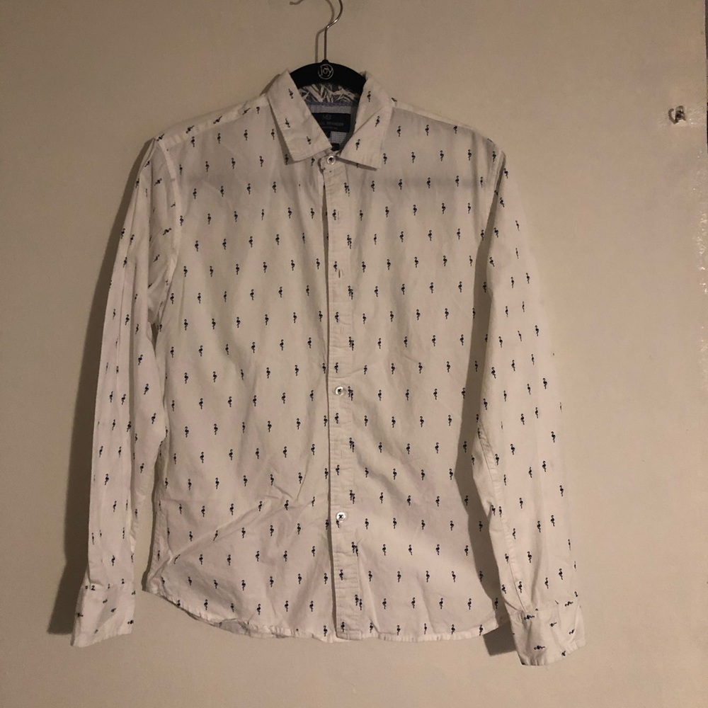 Clean white vacation style button down